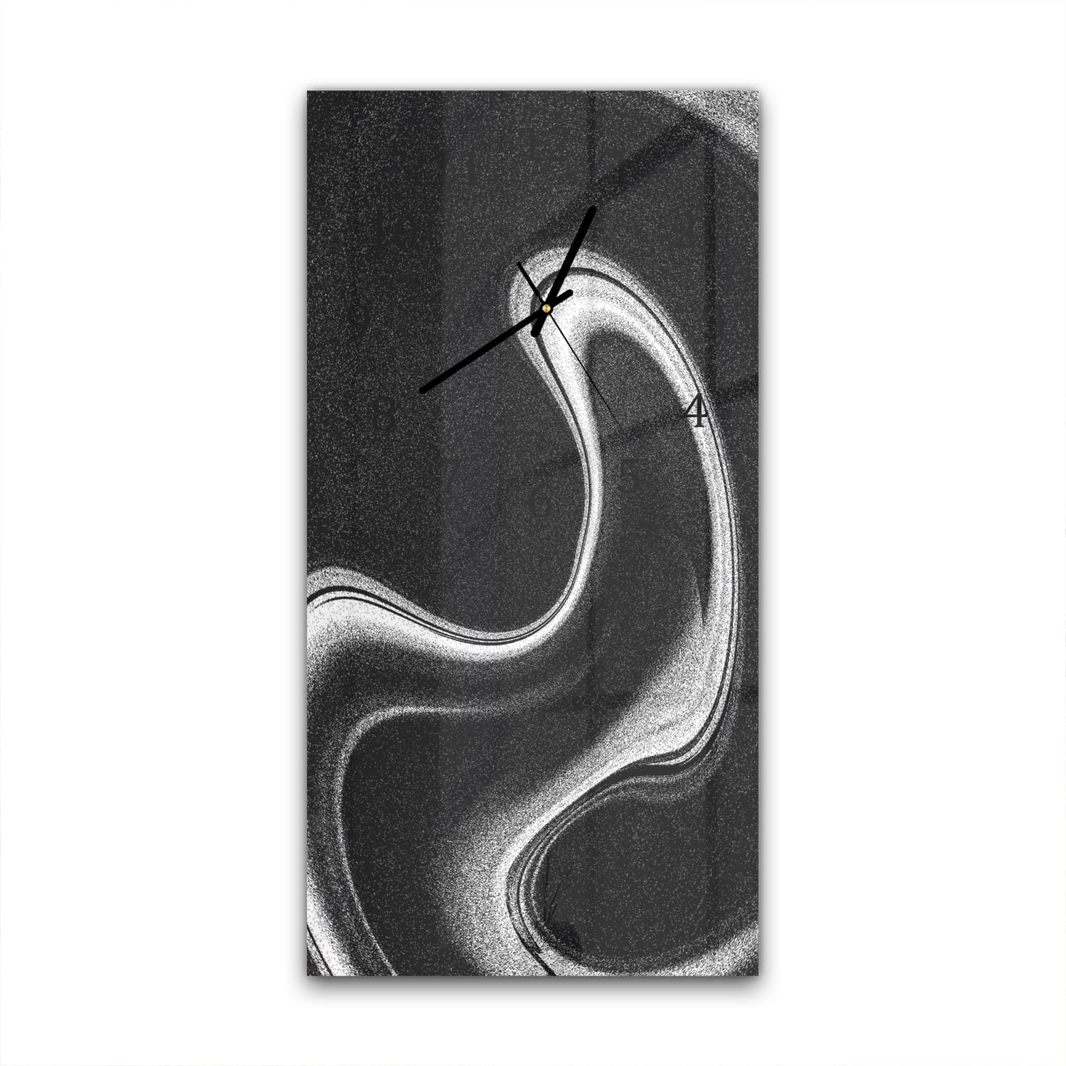 Wandklok 30x60  - Gehard Glas - Zwart-Wit Abstract