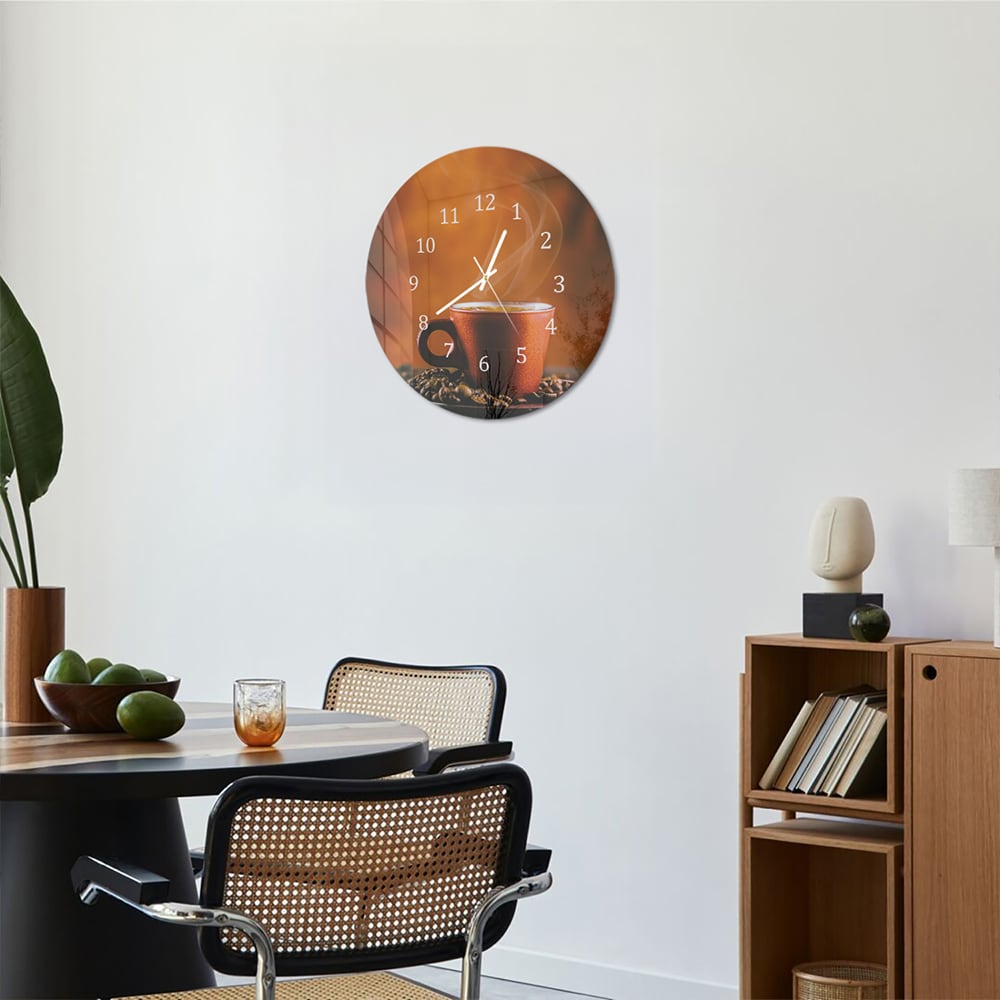 Wandklok Rond 30cm - Gehard Glas - Koffie Aroma