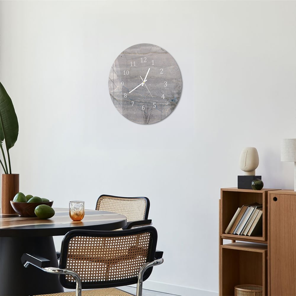 Wandklok Rond 30cm - Gehard Glas - Grijs Marmer