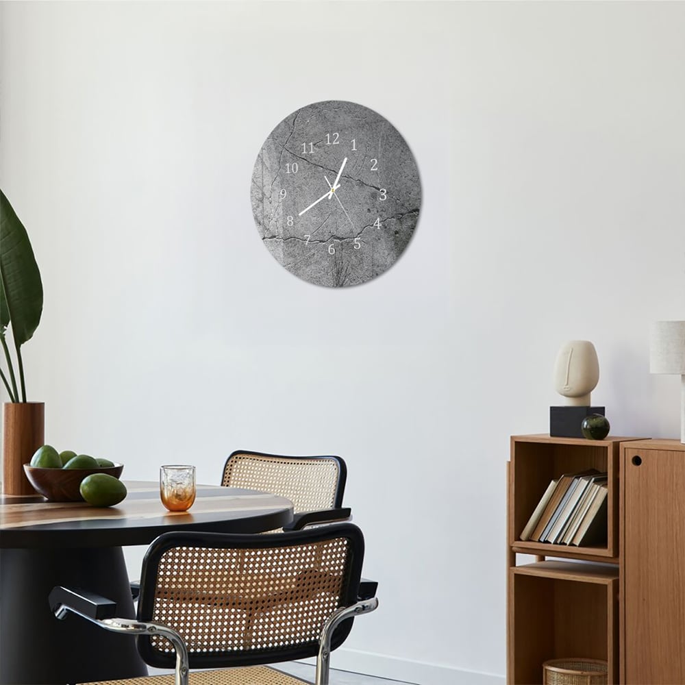 Wandklok Rond 30cm - Gehard Glas - Beton met Scheuren