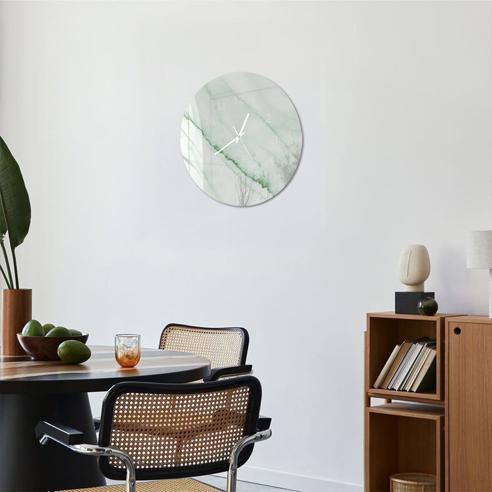 Wandklok Rond 30cm - Gehard Glas - Smaragd Marmer