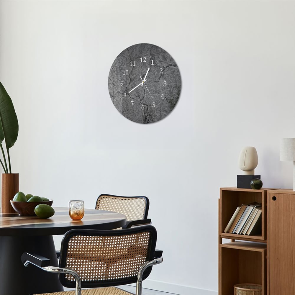 Wandklok Rond 30cm - Gehard Glas - Zwart Gescheurd Beton