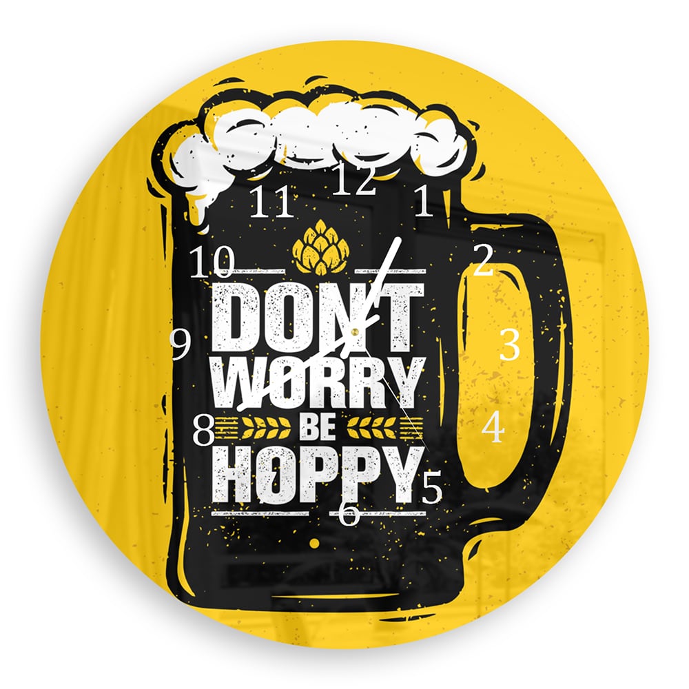 Wandklok Rond 30cm - Gehard Glas - Don't Worry Be Hoppy