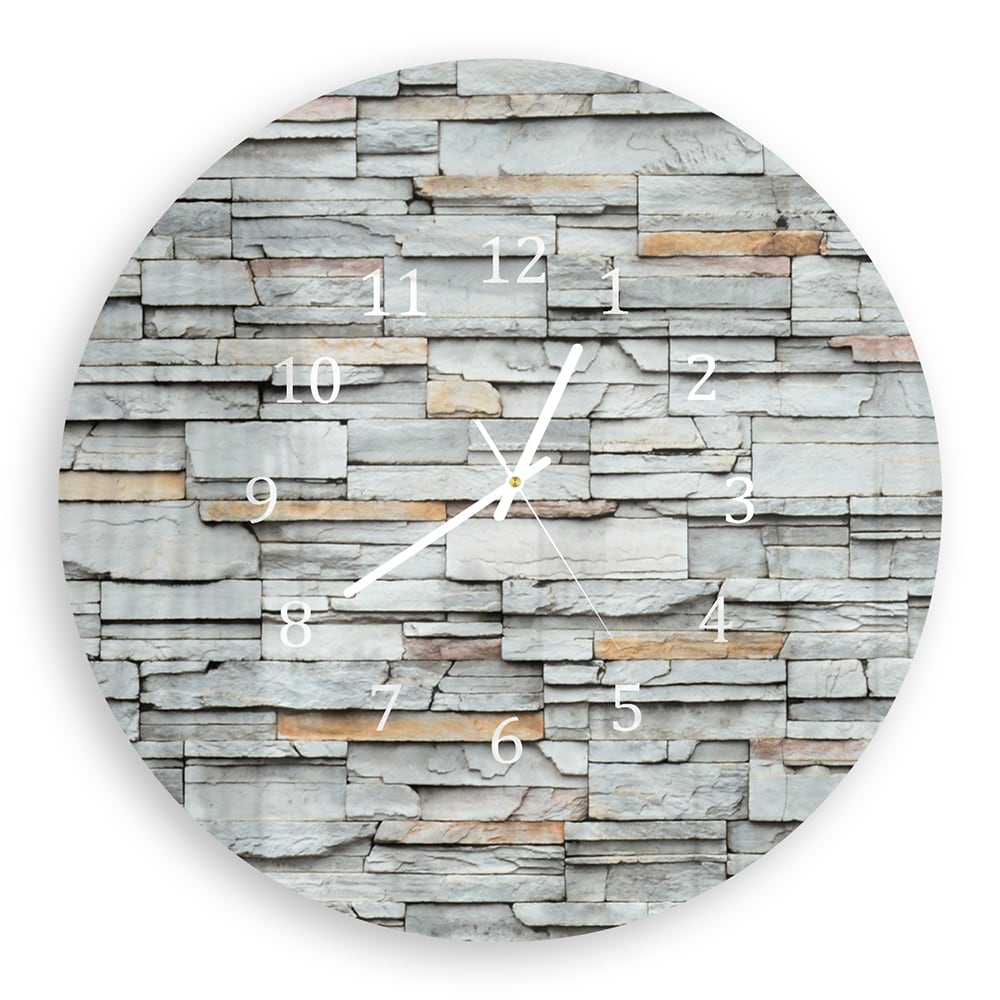 Wandklok Rond 30cm - Gehard Glas - Stenen Muur