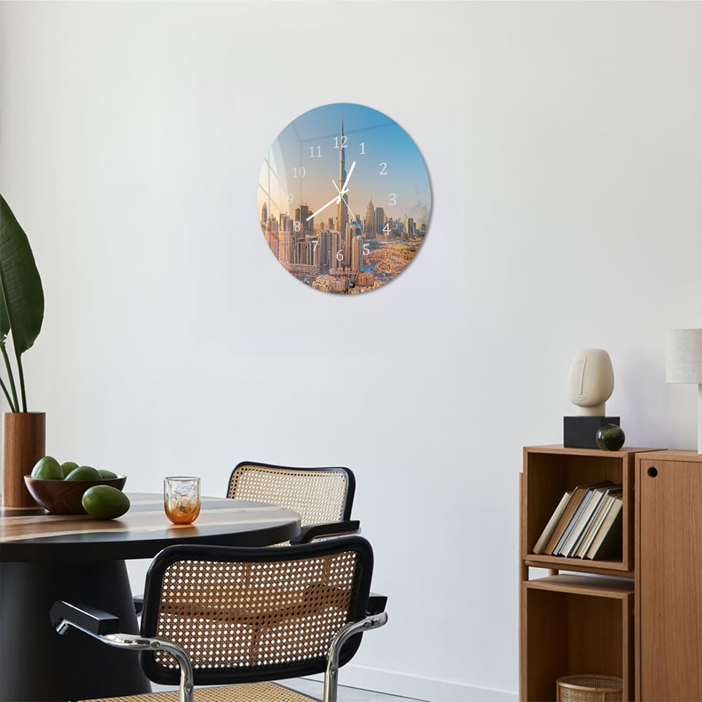 Wandklok Rond 30cm - Gehard Glas - Zonsondergang in Dubai