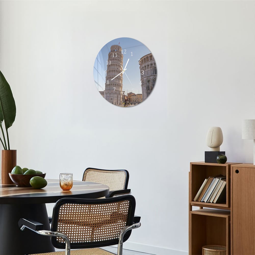 Wandklok Rond 30cm - Gehard Glas - De Scheve Toren van Pisa