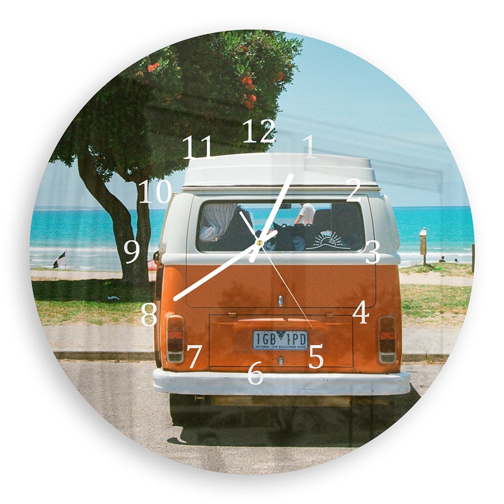 Wandklok Rond 30cm - Gehard Glas - Camper voor het Strand