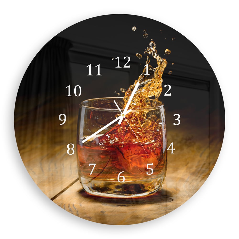 Wandklok Rond 30cm - Gehard Glas - Whisky Splash