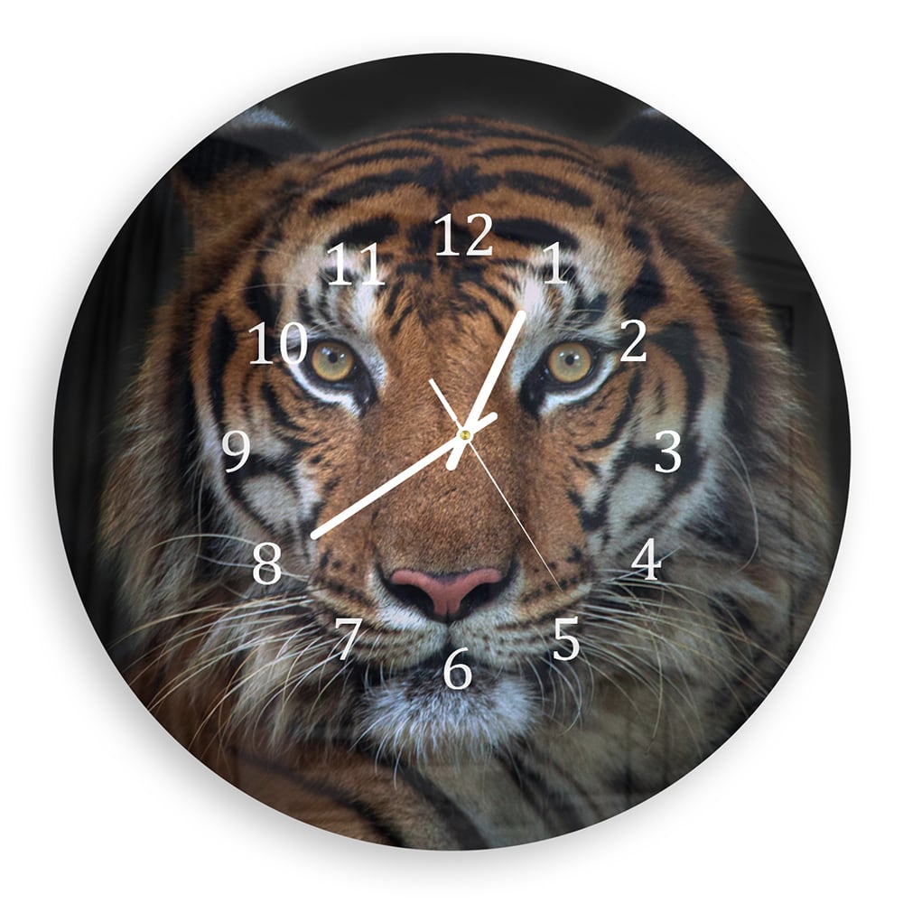 Wandklok Rond 30cm - Gehard Glas - Sumatraanse Boze Tijger