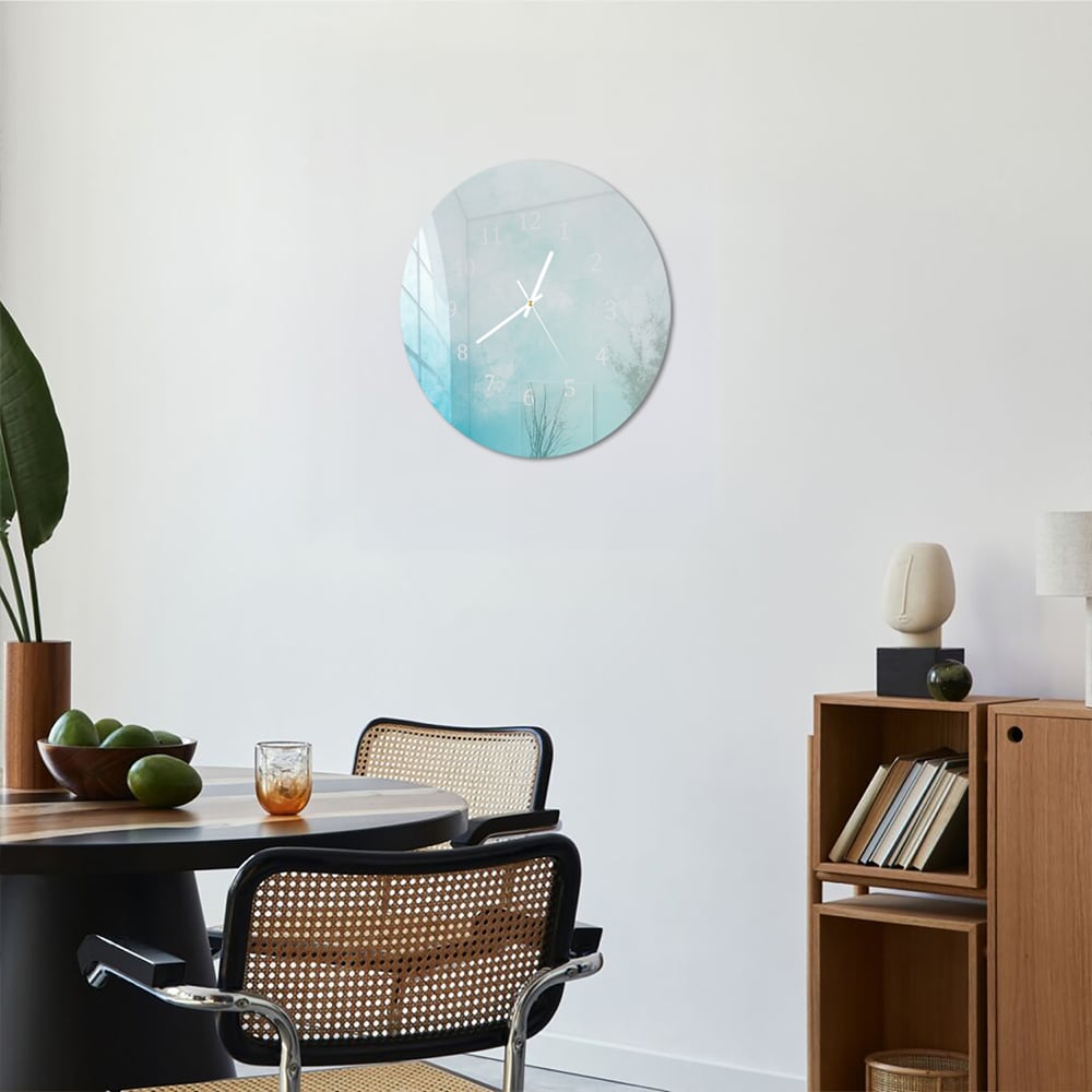 Wandklok Rond 30cm - Gehard Glas - Blauwe Waterverf