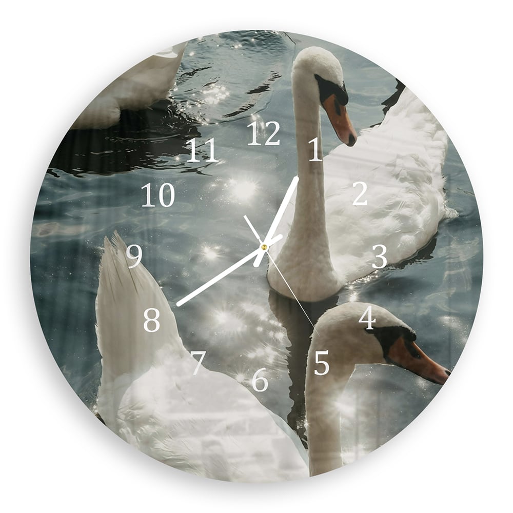 Wandklok Rond 30cm - Gehard Glas - Zwanen in de Zon
