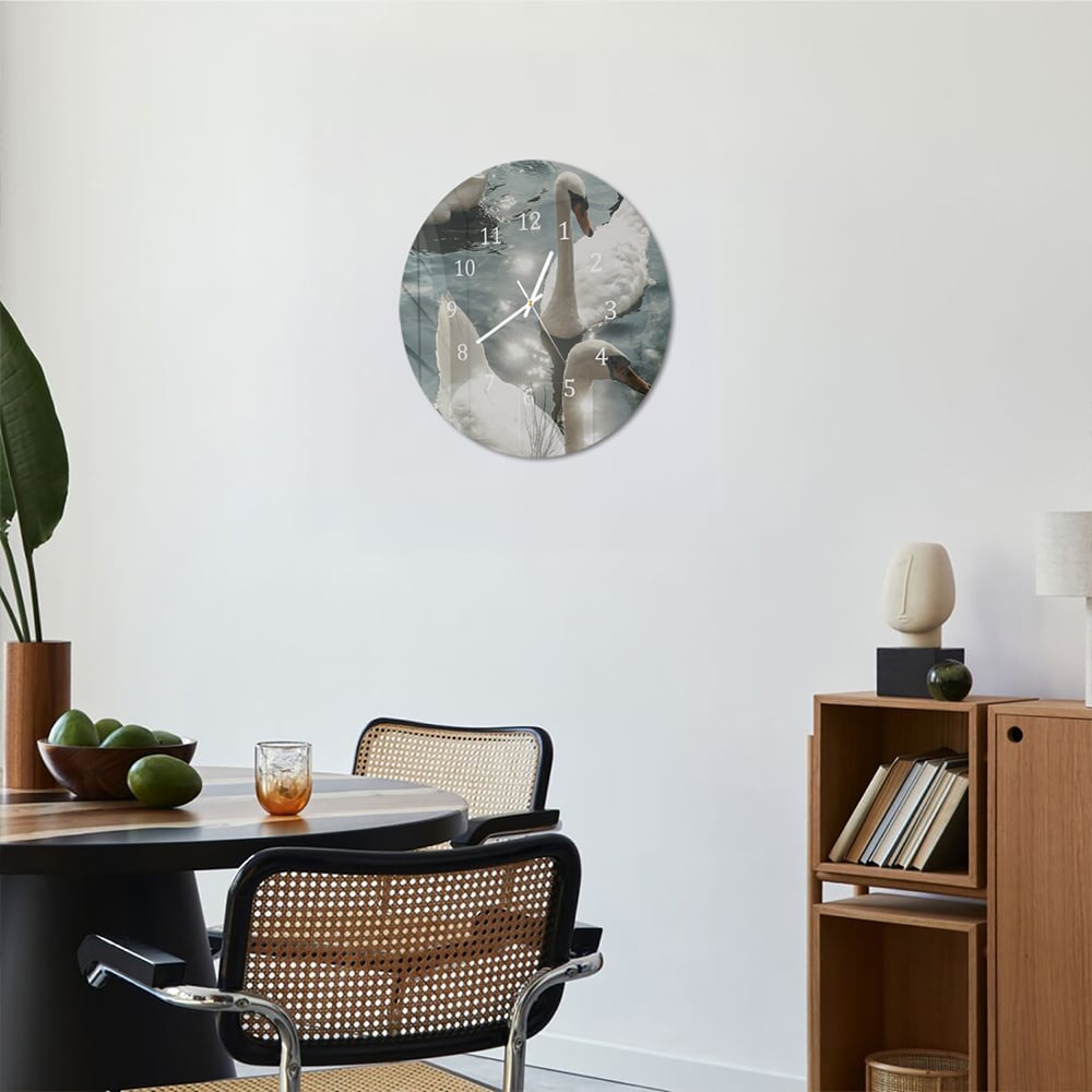 Wandklok Rond 30cm - Gehard Glas - Zwanen in de Zon