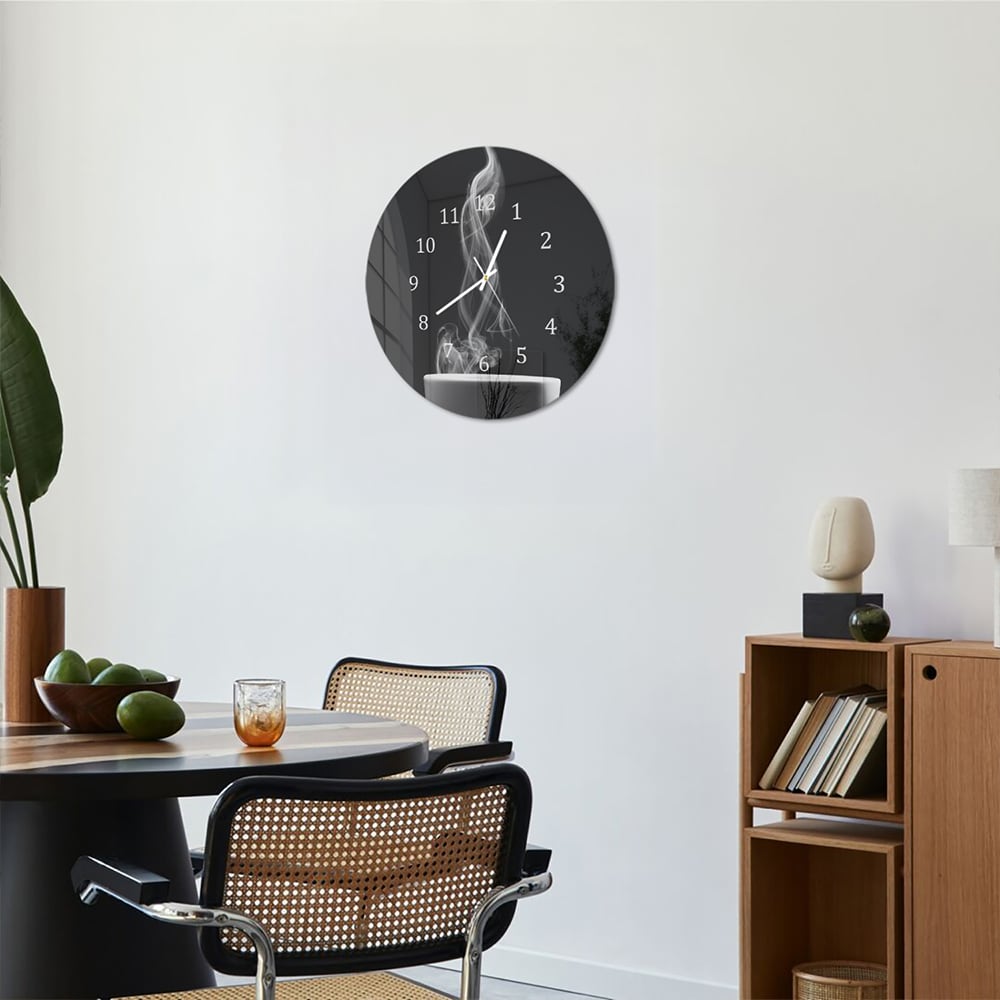 Wandklok Rond 30cm - Gehard Glas - Koffie met Stoom