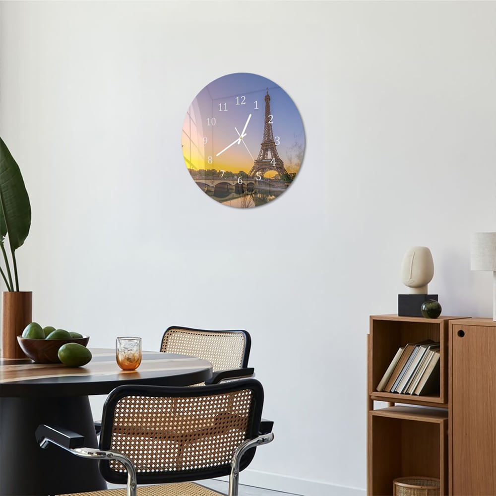 Wandklok Rond 30cm - Gehard Glas - Eiffeltoren bij Zonsopgang