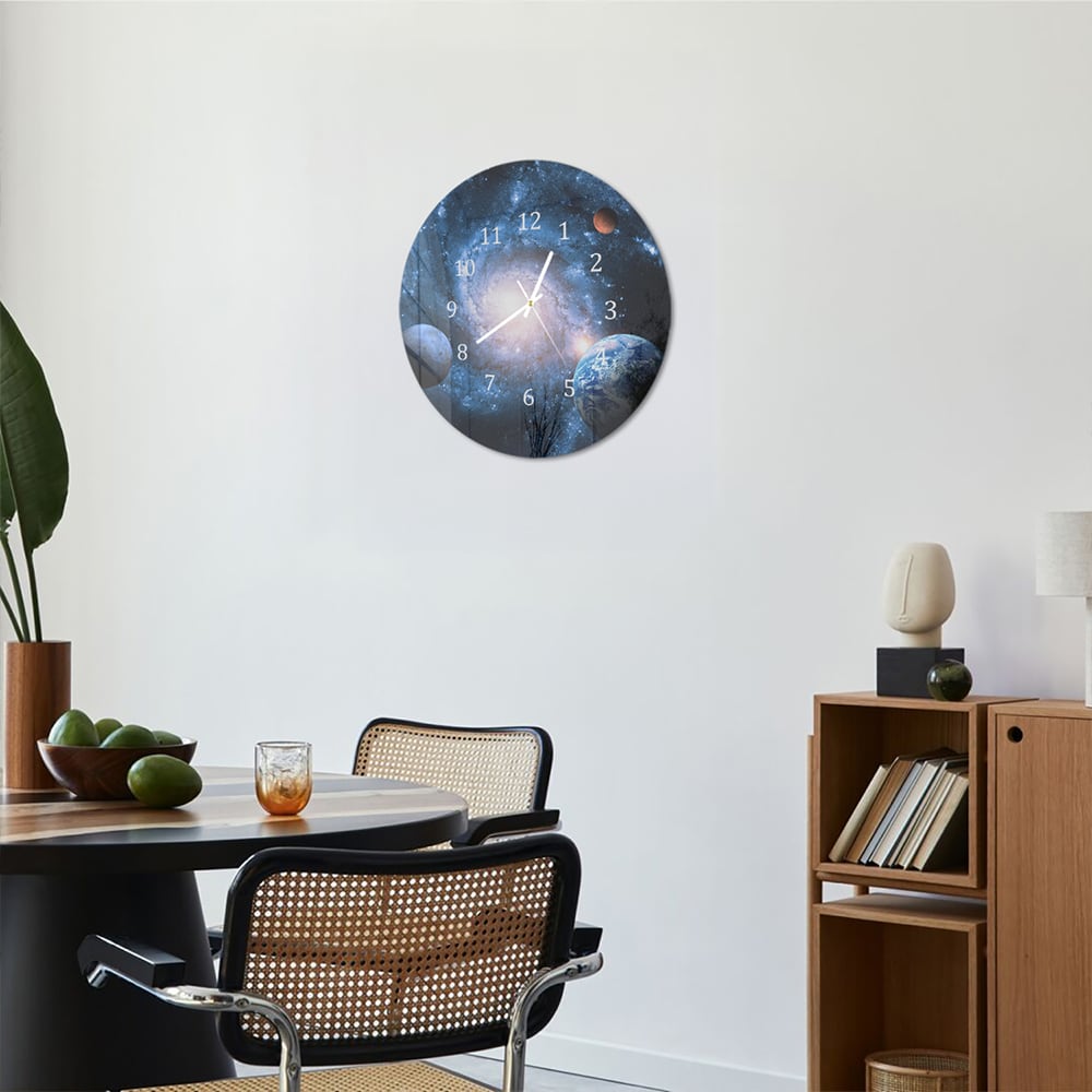 Wandklok Rond 30cm - Gehard Glas - Planeten van het Zonnestelsel