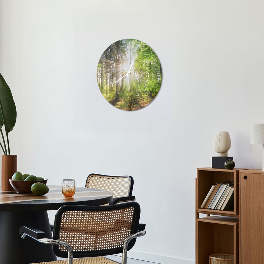 Wandklok Rond 30cm - Gehard Glas - Zonlicht in het Bos