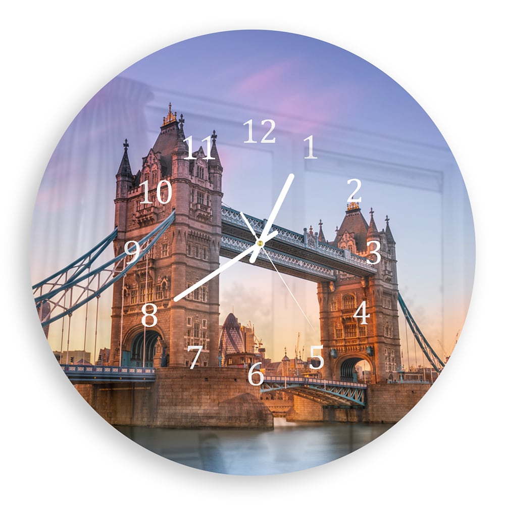 Wandklok Rond 30cm - Gehard Glas - Tower Bridge bij Zonsondergang