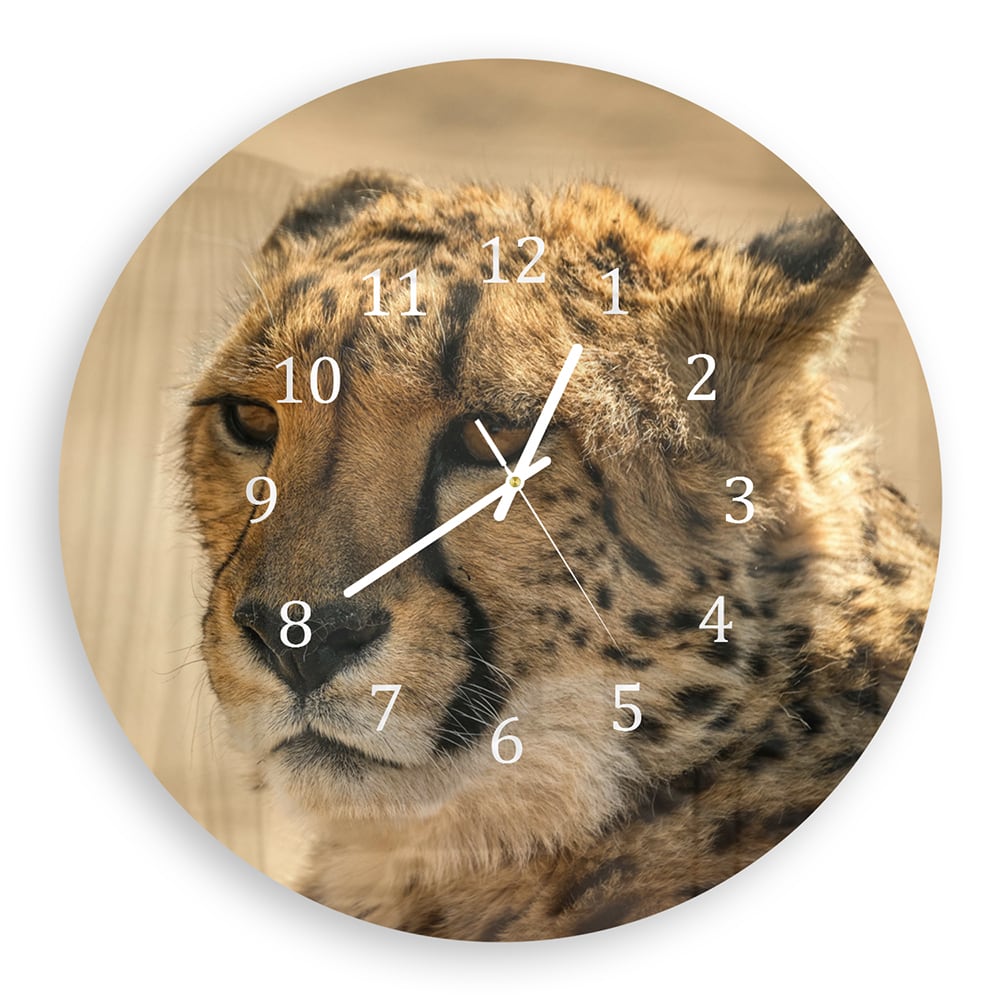 Wandklok Rond 30cm - Gehard Glas - Cheetah Close-up