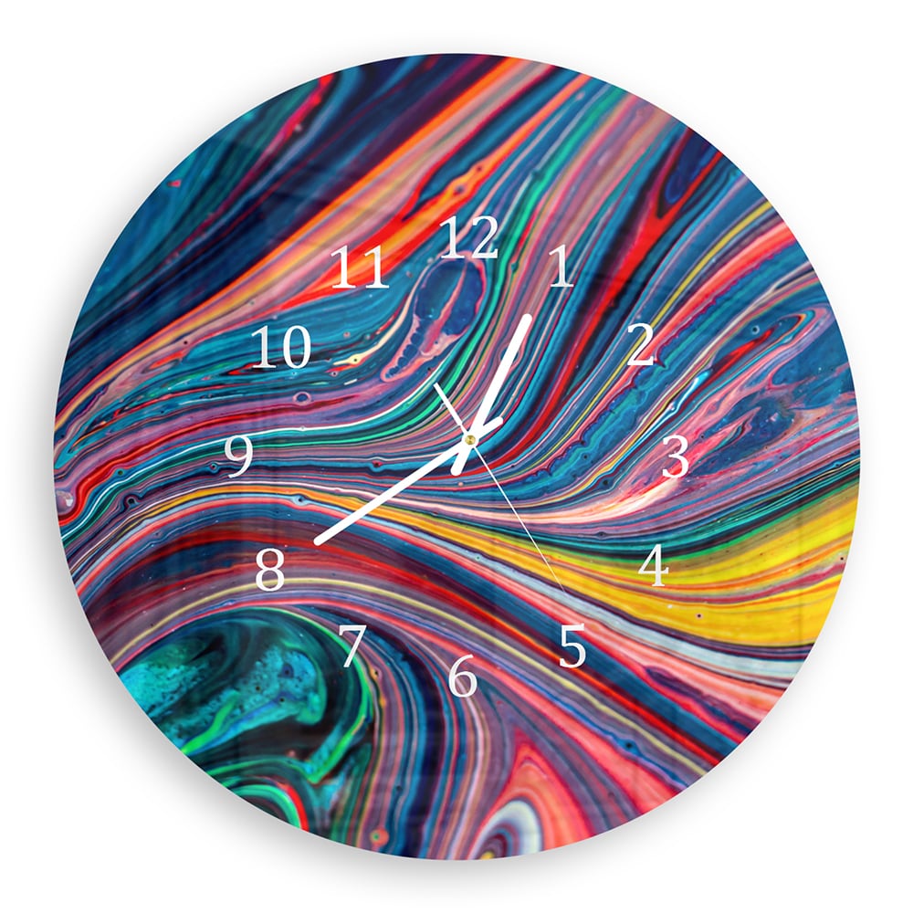 Wandklok Rond 30cm - Gehard Glas - Kleurijke Acrylverf