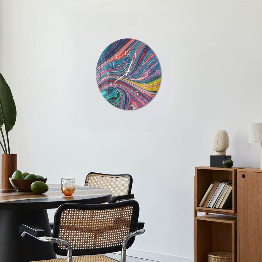 Wandklok Rond 30cm - Gehard Glas - Kleurijke Acrylverf