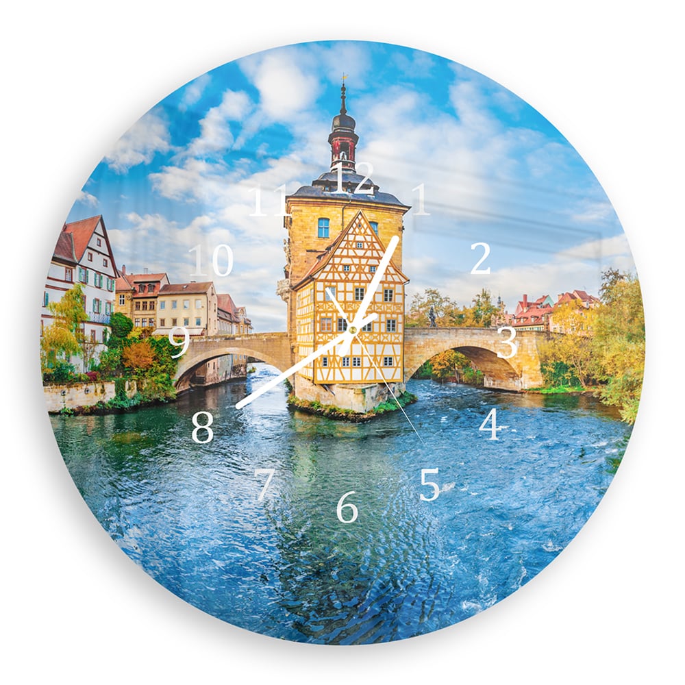 Wandklok Rond 30cm - Gehard Glas - Oude Stad van Bamberg