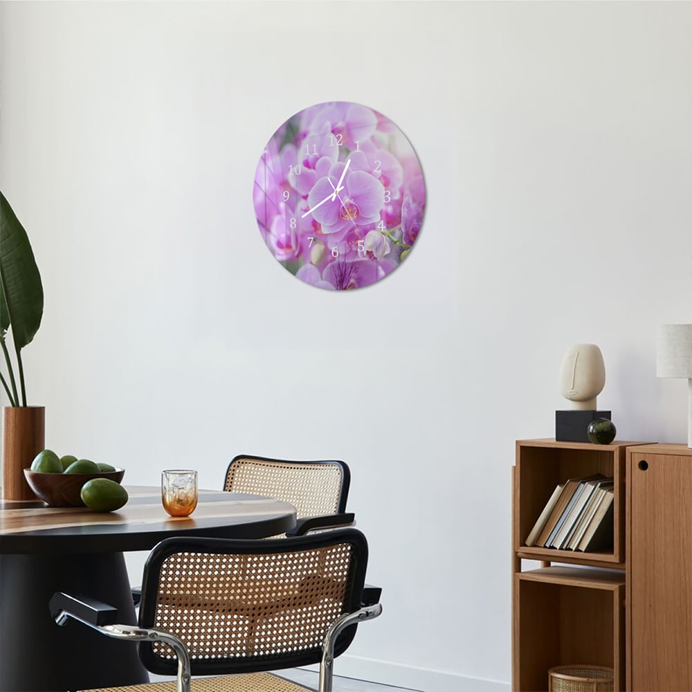 Wandklok Rond 30cm - Gehard Glas - Stralende Orchideeën