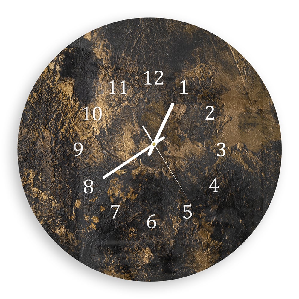 Wandklok Rond 30cm - Gehard Glas - Black-Gold Textuur