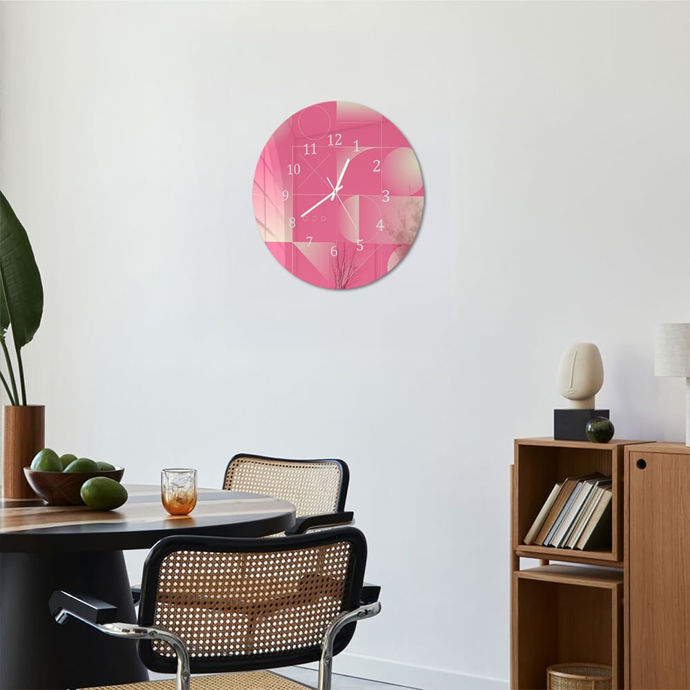 Wandklok Rond 30cm - Gehard Glas - Rood Abstract Kunstwerk