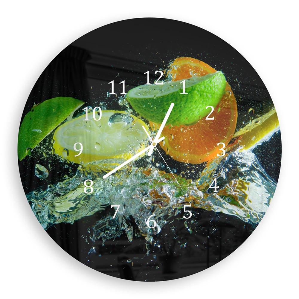 Wandklok Rond 30cm - Gehard Glas - Citrus Splash