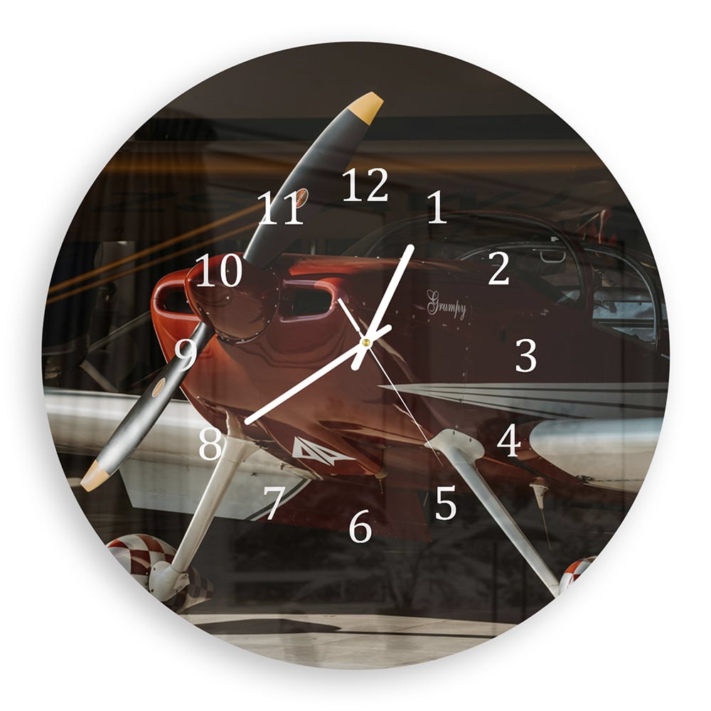 Wandklok Rond 30cm - Gehard Glas - Sportvliegtuig
