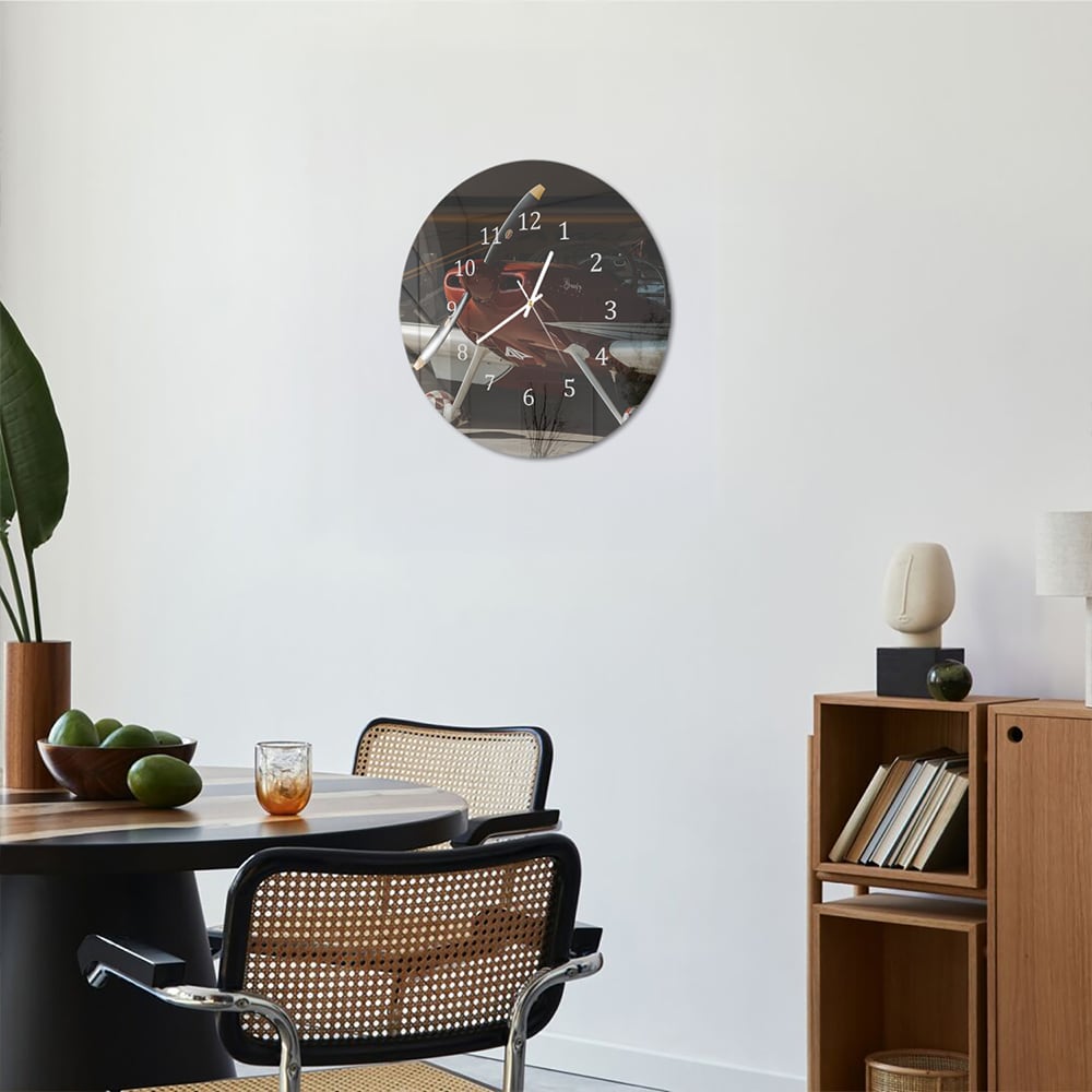 Wandklok Rond 30cm - Gehard Glas - Sportvliegtuig