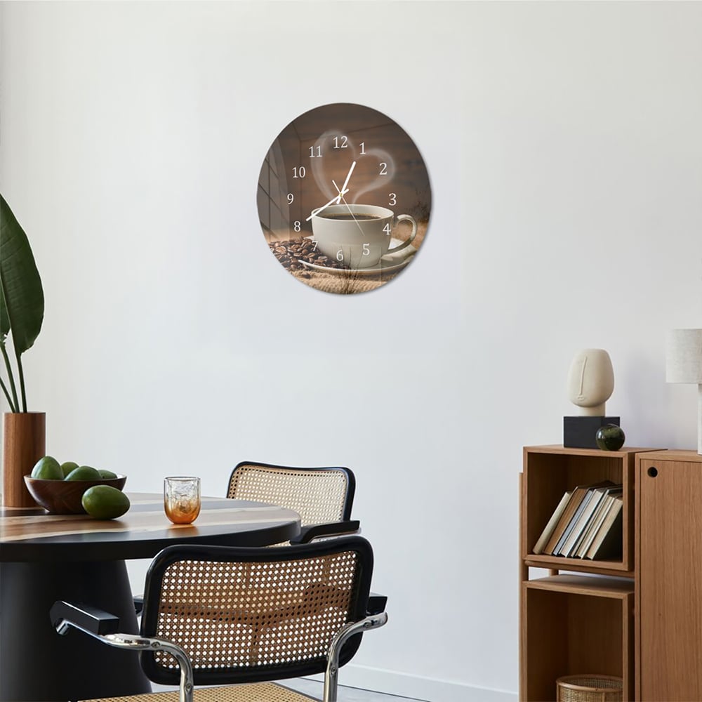 Wandklok Rond 30cm - Gehard Glas - Koffie met een Hart