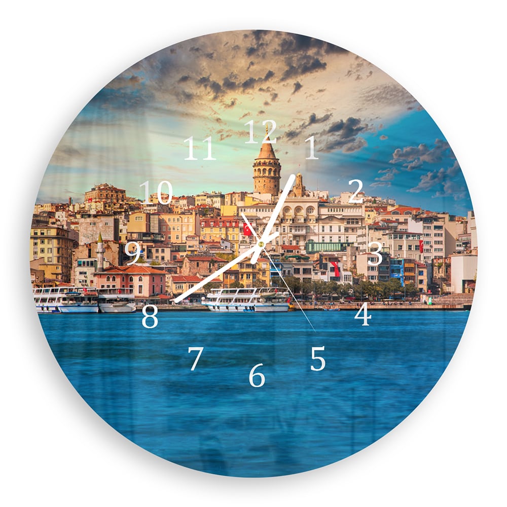 Wandklok Rond 30cm - Gehard Glas - Galata Toren in Istanbul