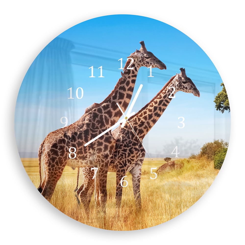 Wandklok Rond 30cm - Gehard Glas - Giraffen