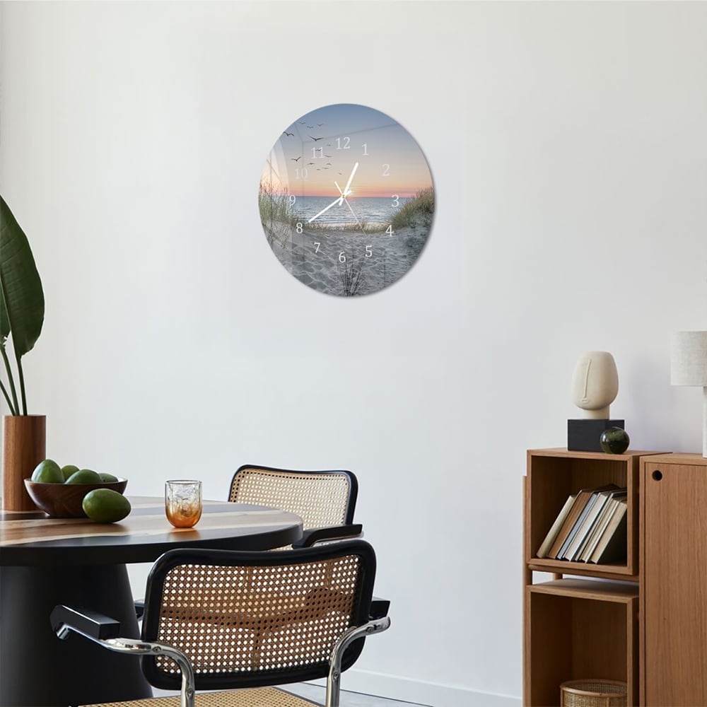 Wandklok Rond 30cm - Gehard Glas - Duinen bij Zonsondergang