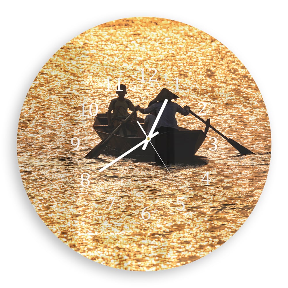 Wandklok Rond 30cm - Gehard Glas - Varen bij Zonsondergang