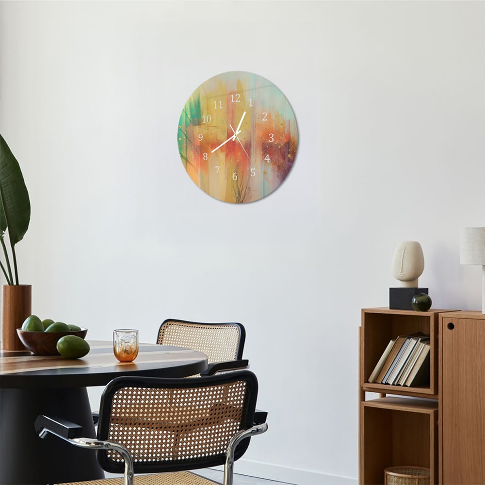 Wandklok Rond 30cm - Gehard Glas - Kleurijk Waterverf Schilderij