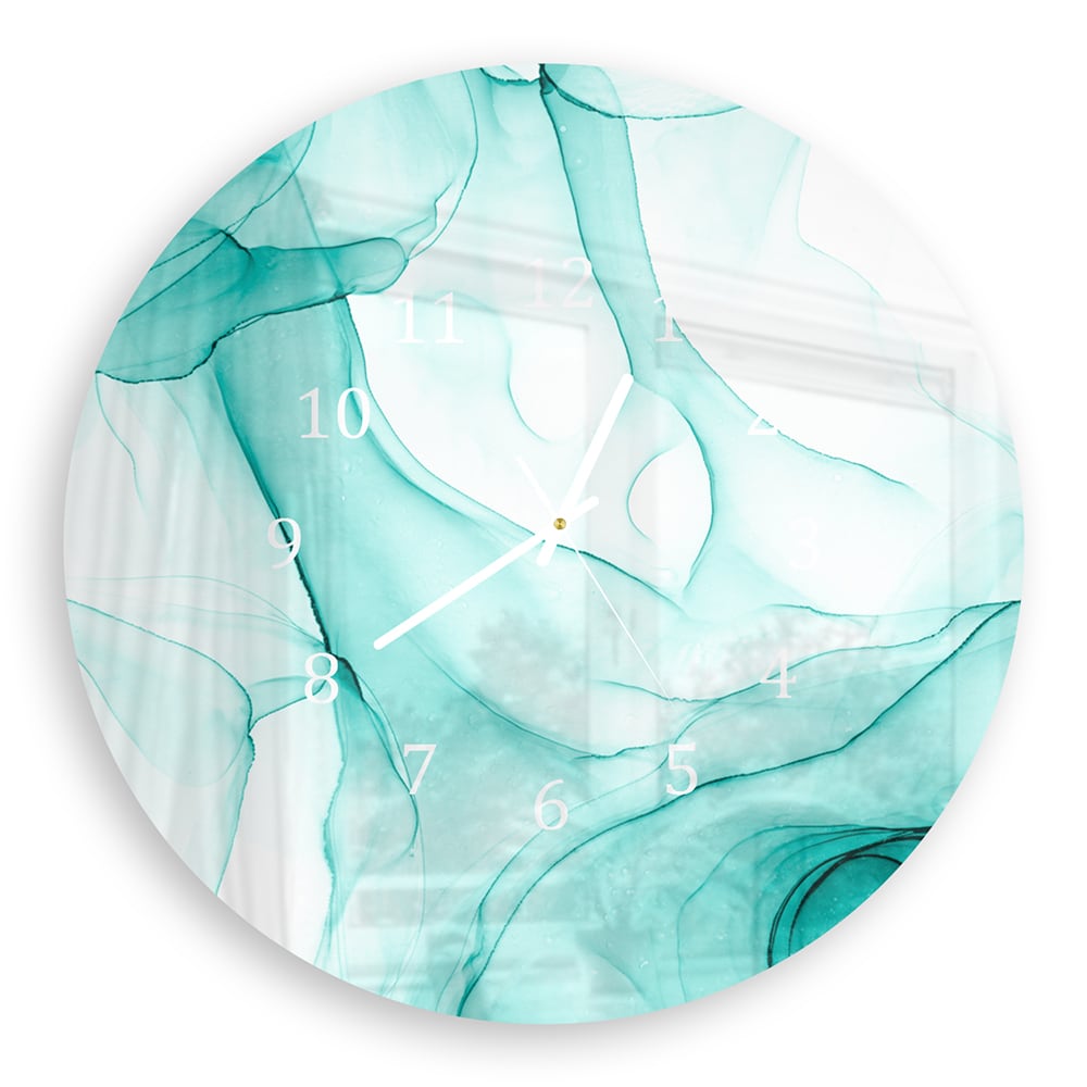 Wandklok Rond 30cm - Gehard Glas - Aqua Marmer