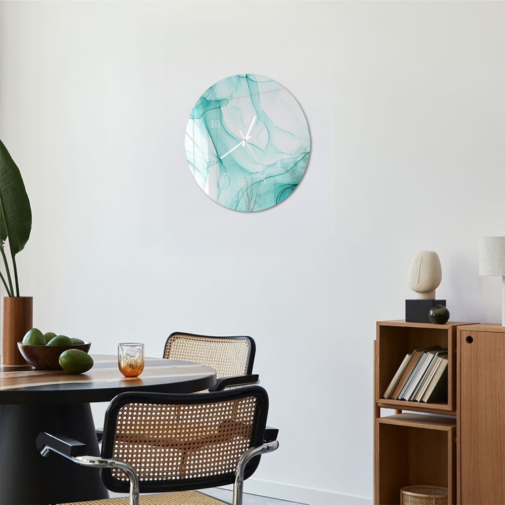 Wandklok Rond 30cm - Gehard Glas - Aqua Marmer