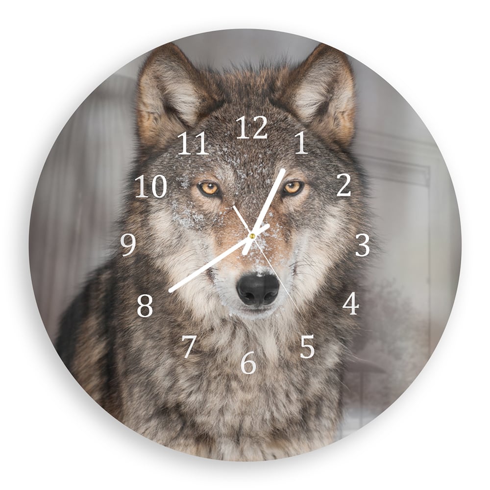 Wandklok Rond 30cm - Gehard Glas - Grijze Wolf