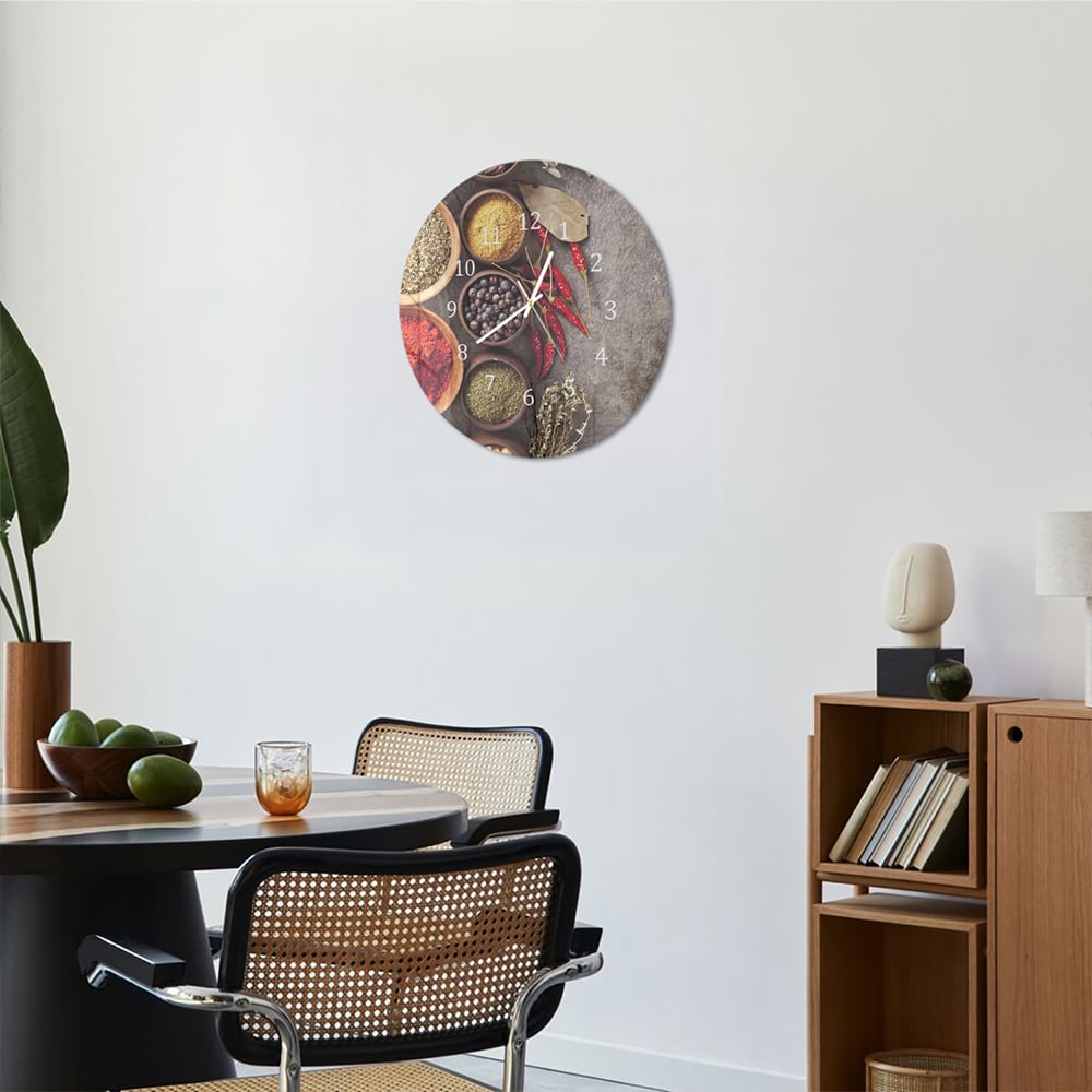 Wandklok Rond 30cm - Gehard Glas - Specerijen op Steen