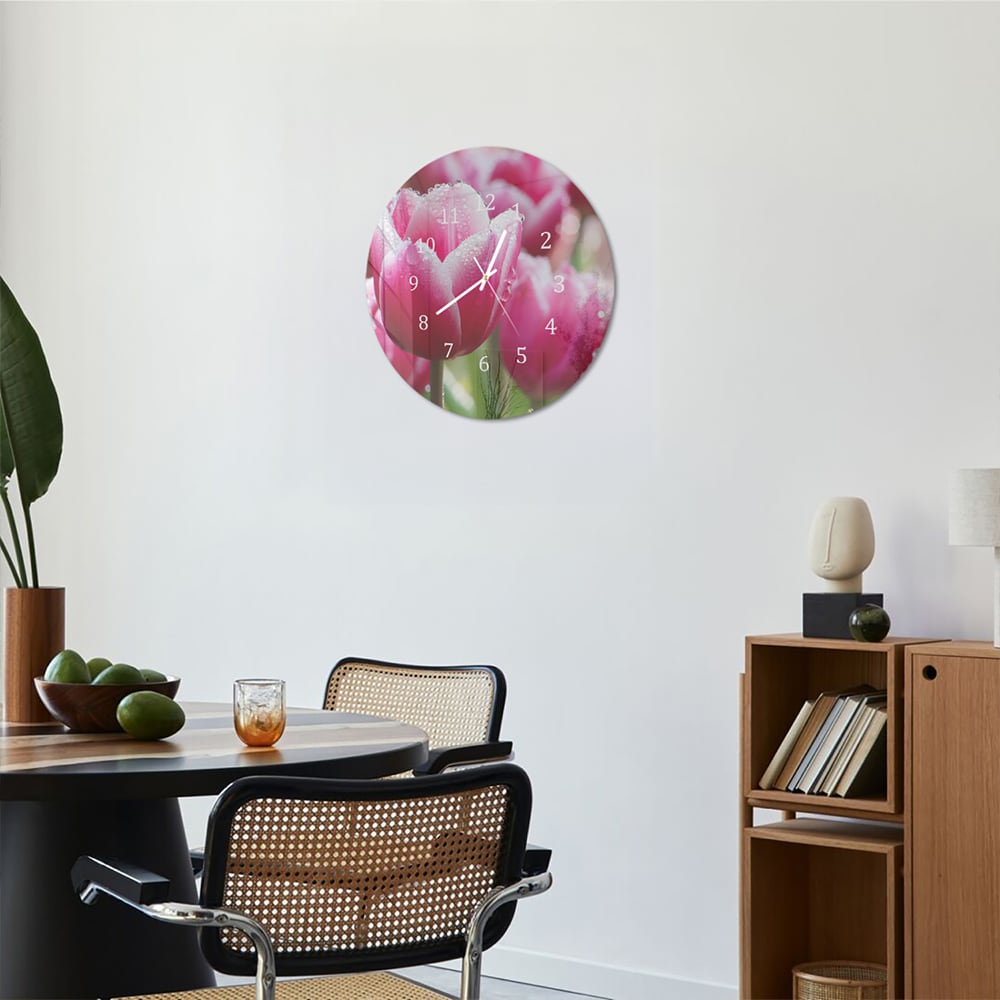 Wandklok Rond 30cm - Gehard Glas - Natte Tulpen