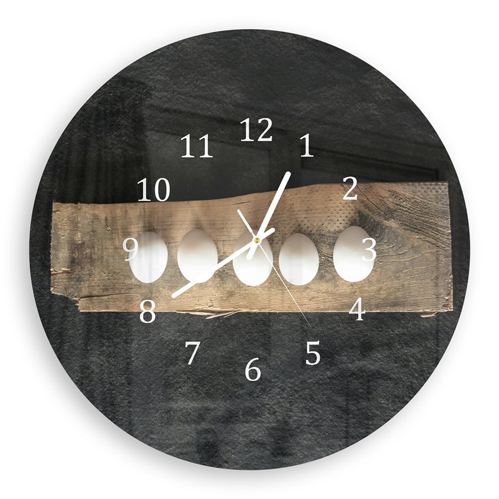 Wandklok Rond 30cm - Gehard Glas - Eieren op Plank