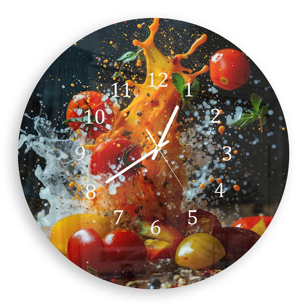 Wandklok Rond 30cm - Gehard Glas - Groenten Splash