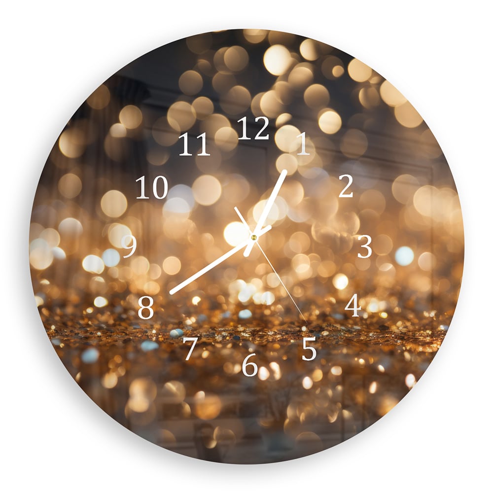 Wandklok Rond 30cm - Gehard Glas - Gouden Glitters