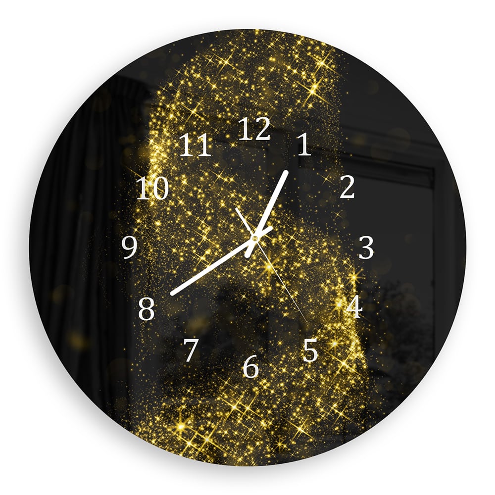 Wandklok Rond 30cm - Gehard Glas - Gouden Glitter Spiraal