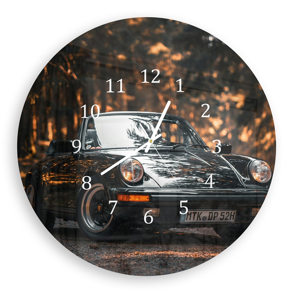 Wandklok Rond 30cm - Gehard Glas - Vintage Porsche