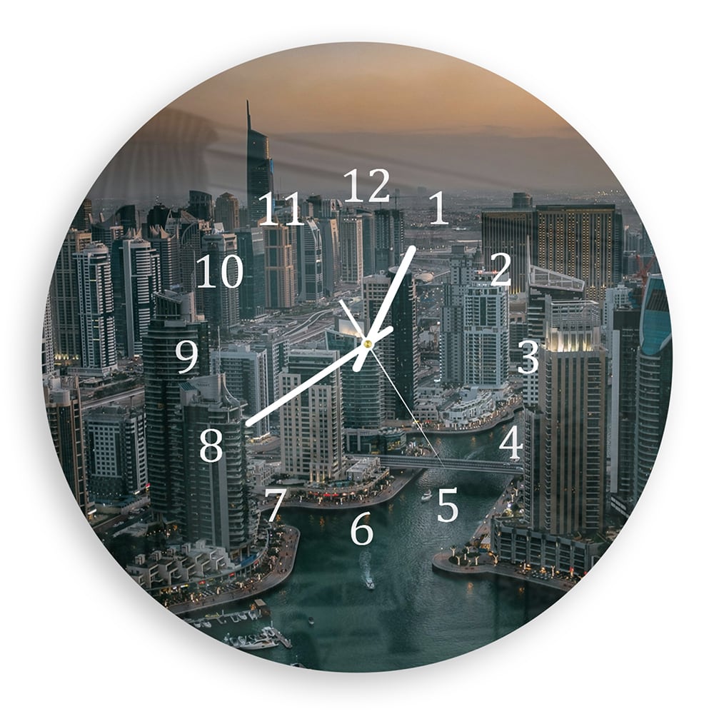 Wandklok Rond 30cm - Gehard Glas - Dubai Marina