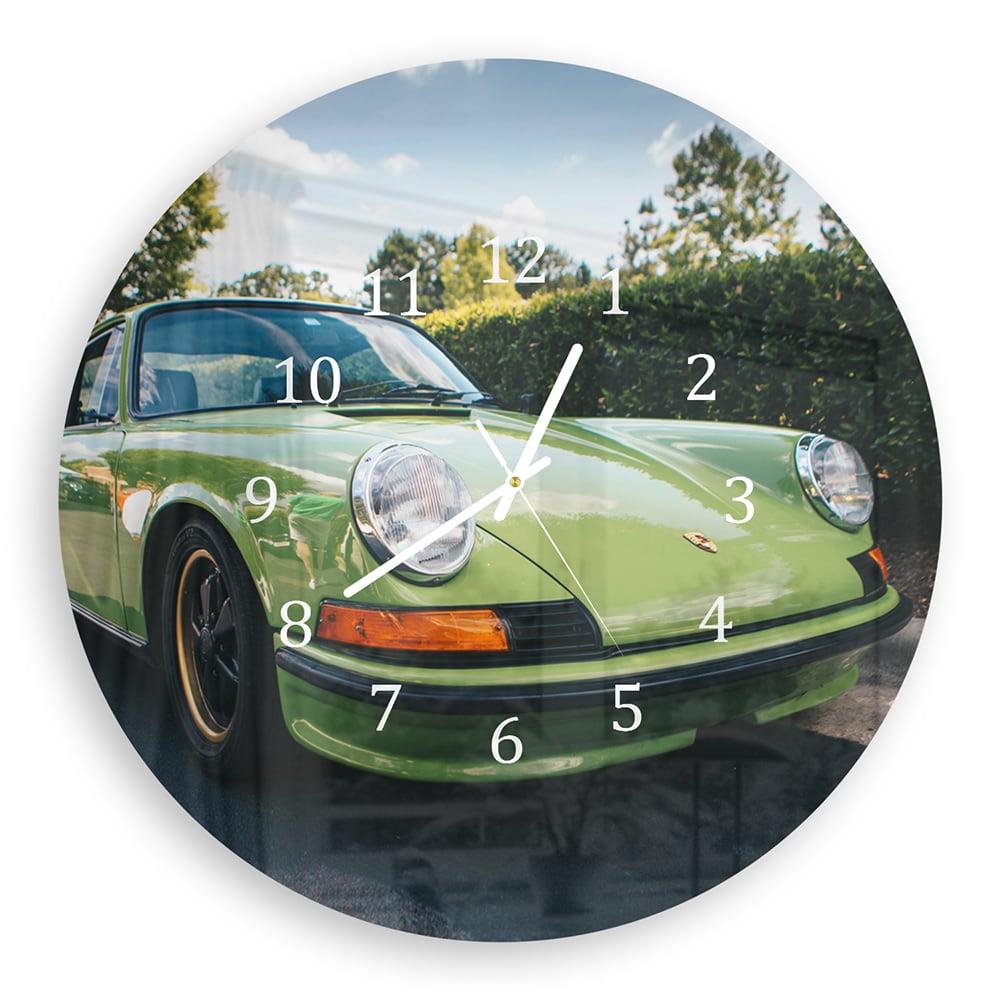 Wandklok Rond 30cm - Gehard Glas - Porsche 911 1970 Groen