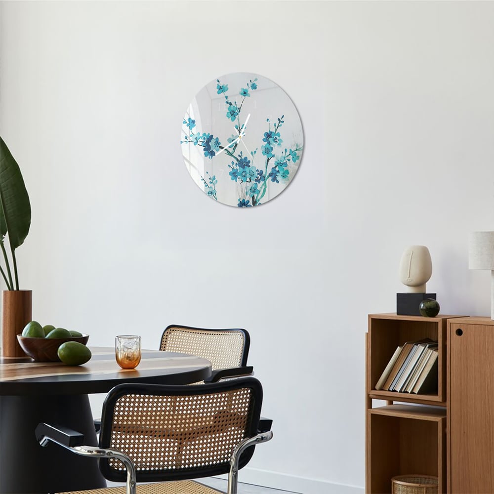 Wandklok Rond 30cm - Gehard Glas - Waterverf Schilderij Bauwe Bloemen